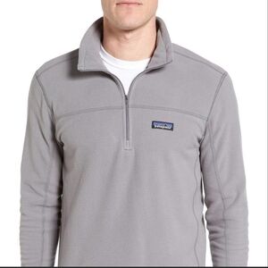 Patagonia micro D fleece 1/4 zip gray pullover sweater mens medium